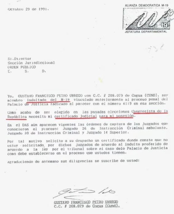 Uribe revela carta firmada por Petro que lo señala como indultado, pese a que el presidente lo negó públicamente.