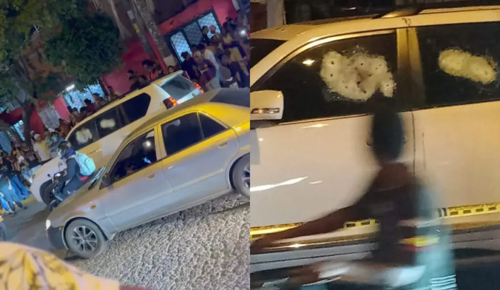 Atentado sicarial contra camioneta blindada en Cali. Foto: redes sociales.