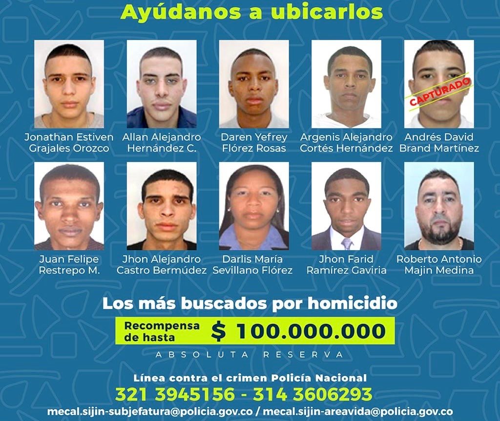 Los más buscados por homicidio en Cali