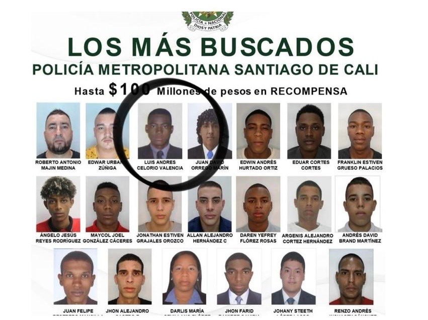 Los más buscados por homicidio en Cali. Foto: Policía Metropolitana de Cali