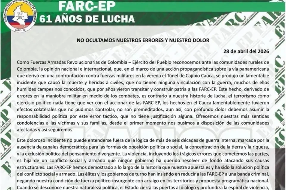 Estado Mayor Central admite autoría de ataque en Cajibío. Foto: redes sociales